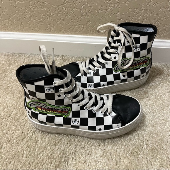 Chiara Ferragni Eye-motif High Top Sneakers Shoes Leather Italy Size EU 36 US 6 - Picture 11 of 16